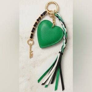 Green Heart Keychain with Gold Accents